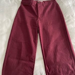 Madewell Emmett Full-Length Wide Leg Pants - Dark Cabernet